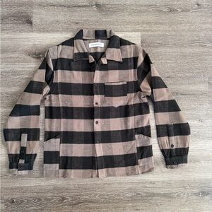 Austin Reed Black and Tan Plaid Shirt